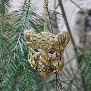 Suspension brodée - Tigre doré